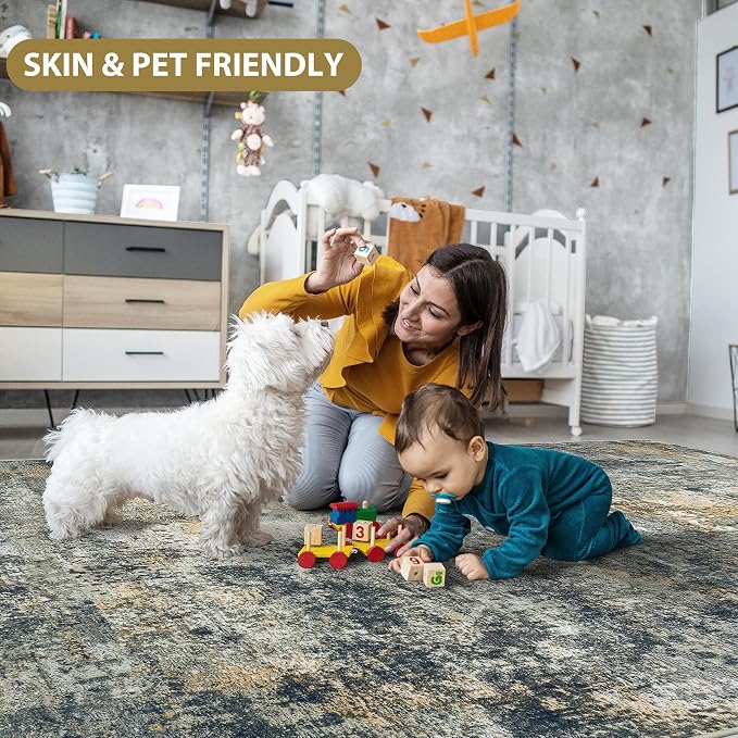 9x12 Area Rugs for Living Room Rug Washable: Abstract Large Rug for Dining Room - Image 8