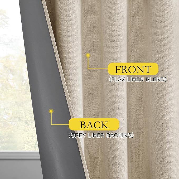 NICETOWN 100% Black Out Curtains 84 inch Long, Thick Linen Blend Rod Pocket & - Image 6