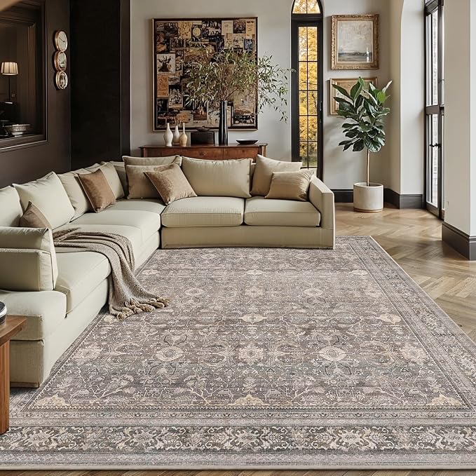 Schweek 9x12 Washable Area Rug Neutral Large Rugs by Schweek