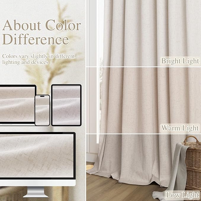 Guken 100% Blackout Curtains 120 Inch Length 2 Panels Set - Image 7