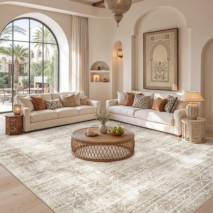 cotiled Boho 9x12 Area Rug for Living Room: Large Moroccan Washable Rug | Solve - Image 3