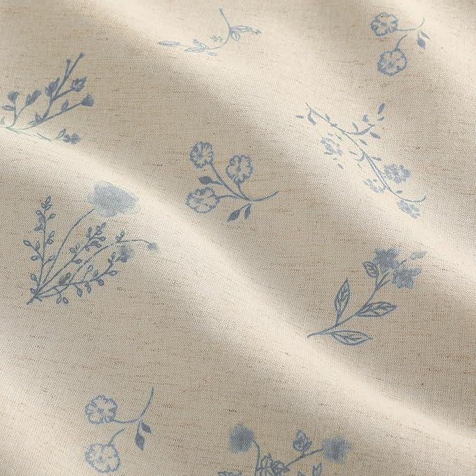 Boho Floral Spring 100% Blackout Curtains 84 Inch Length 2 Panels Set, Linen - Image 4