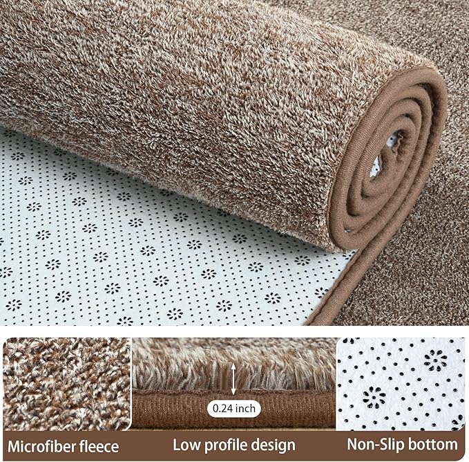 3x10 Runner Rug for Hallway, Long Runner Rugs Non Slip, Matte Brown | Soft - Image 2