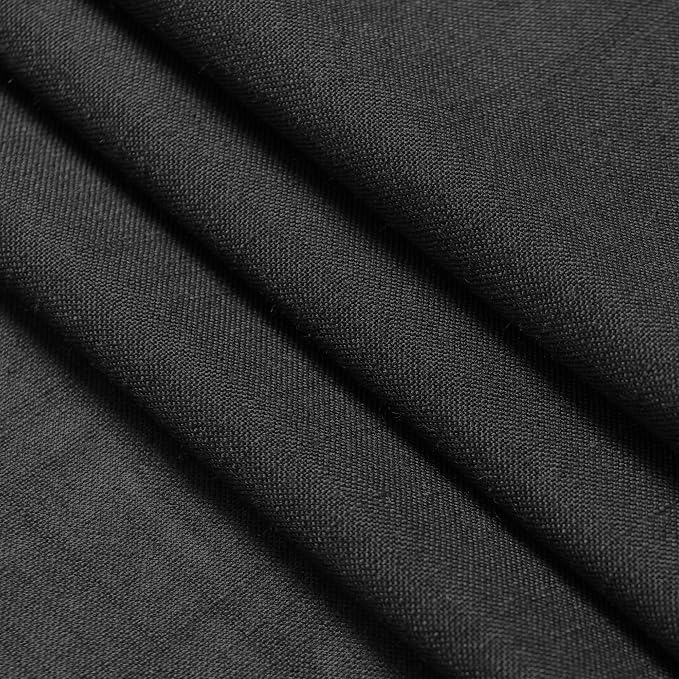 Black Cafe Curtains 48 Inch Length Set 2 Panel Back Tab Pocket Semi Sheer Short - Image 6