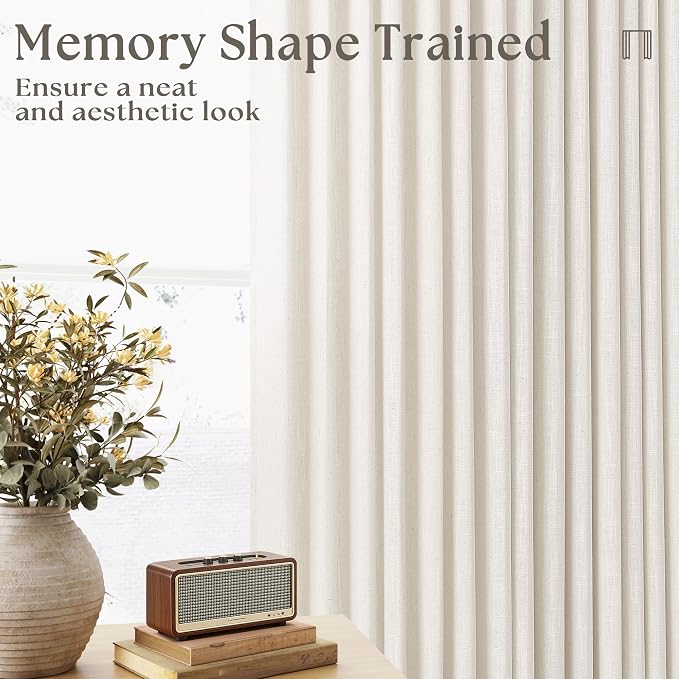 Natural Pinch Pleated Linen Curtains 92 Inches Long 2 Panels Set | Thick Linen - Image 8