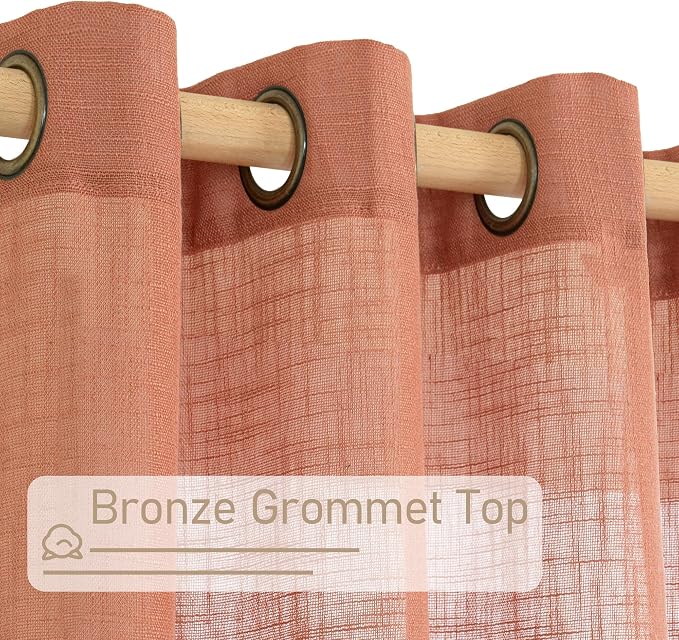 Terracotta Linen Curtains 63 Inch - Image 4