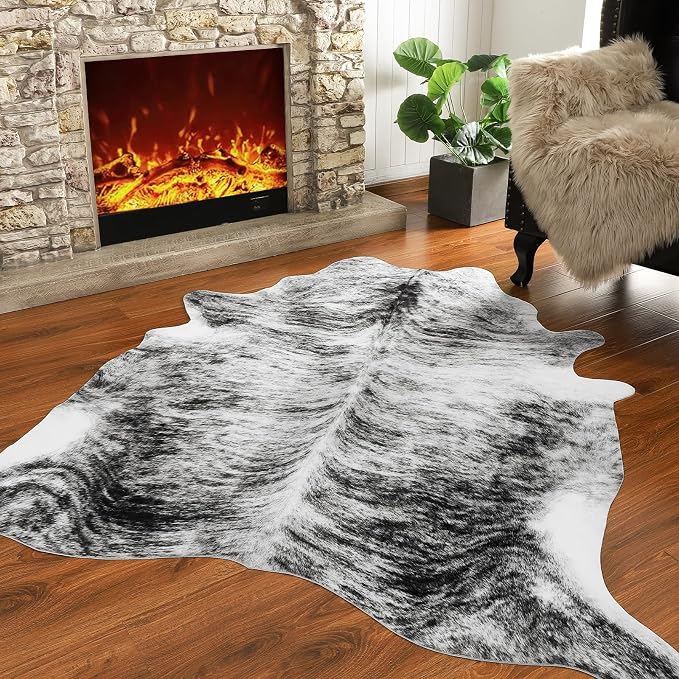 AROGAN Western Decor Faux Fur Cowhide Rug, 6.2 x 5.2 Feet Premium Animal Skin - Image 3