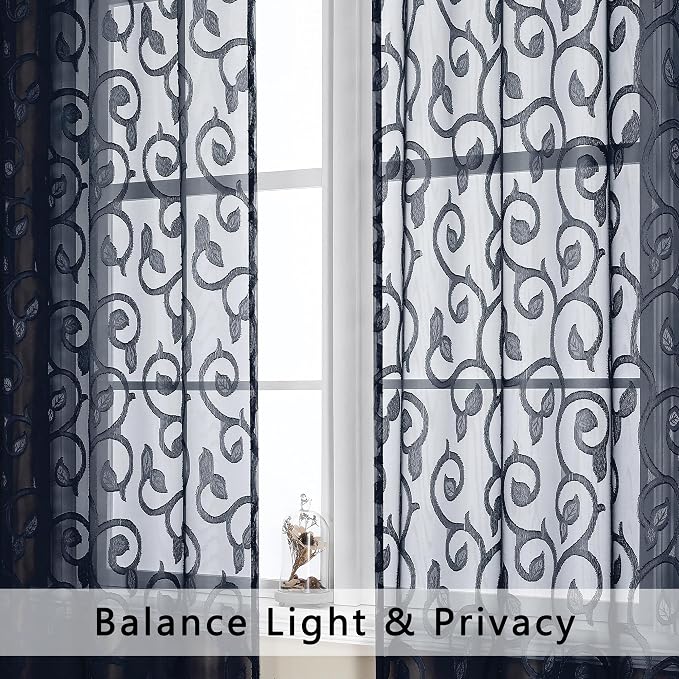 Furman Navy Blue Semi Sheer Curtains 72 inches Long - Image 3