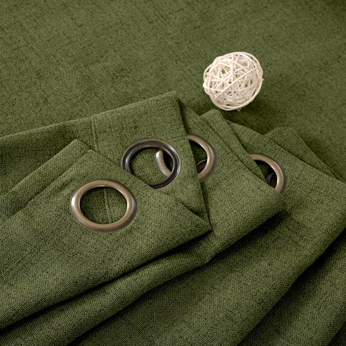 YoungsTex Olive Green Linen Curtains 40 Inch Length - Image 7