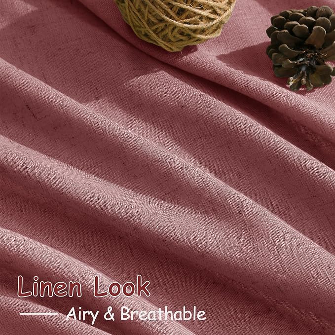 Canyon Rose Linen Curtains 84 Inch Length 2 Panels Set - Image 5