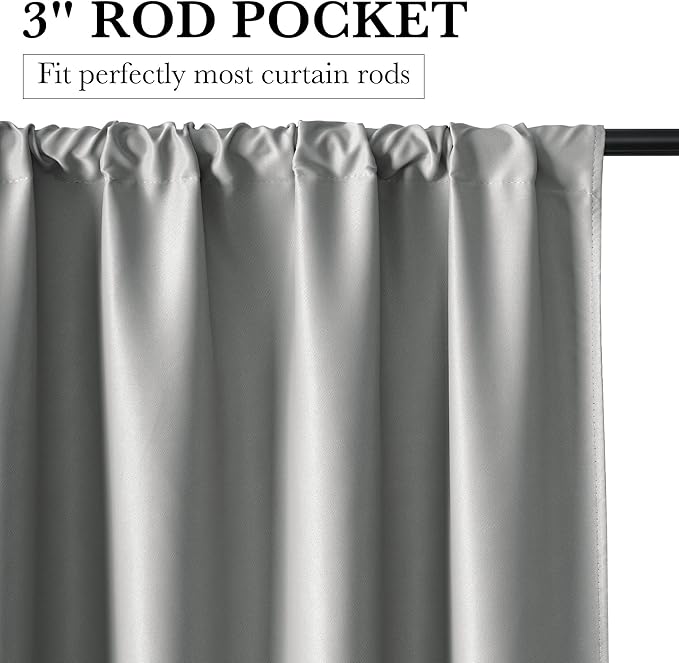 RYB HOME Bedroom Blackout Curtains 63 inches Long, 100% Blackout Thermal - Image 2