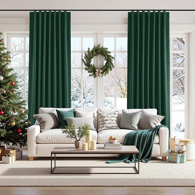 Guken Dark Green 100% Blackout Curtains 96 Inch Length 2 Panels Set - Image 9