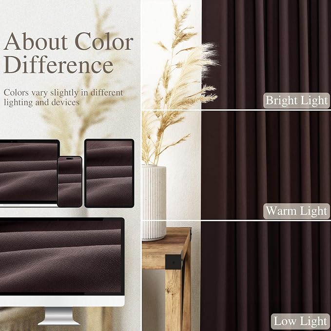 Coffee Brown Linen 112 Inch Curtains - Image 3