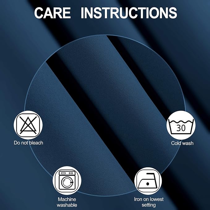 Navy Blue Blackout Curtains 34 x 54 Inch Length/Set of 2 Curtain Panels/Thermal - Image 4
