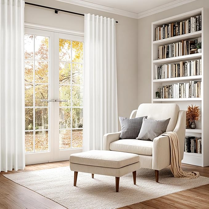 Beige White Linen Curtains 96 Inches Long - Image 6