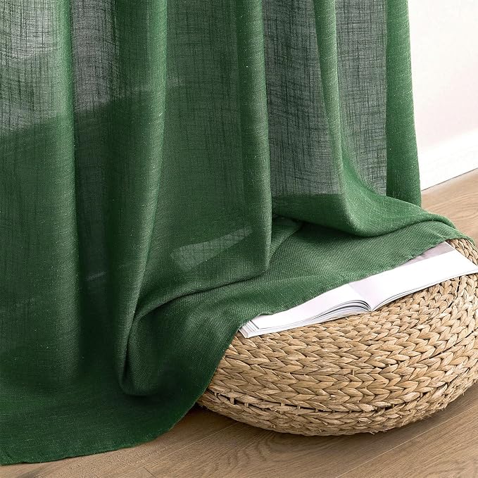 MIULEE Emerald Green Linen Curtains 90 Inch Long - Image 7