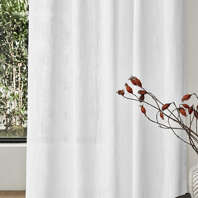 MYSKY HOME Floor to Ceiling Curtains 120 Inches White Sheer Window Drapes 2 - Image 4