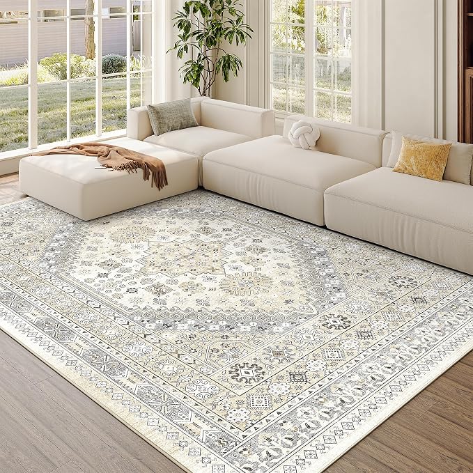 5x7 Area Rugs for Living Room, Large Washable Rug, Dining Room, Low Pile by Zesthome