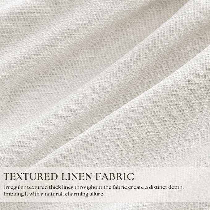 Ivory Beige White Pleated 100% Blackout Linen Curtains 90 Inches Long | Memory - Image 3