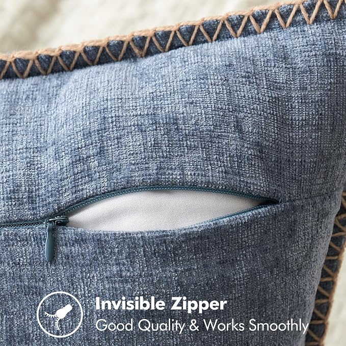 MIULEE Decorative Couch Throw Pillow Covers 16x16 in Dark Grey Blue 2 Pack | - Image 7