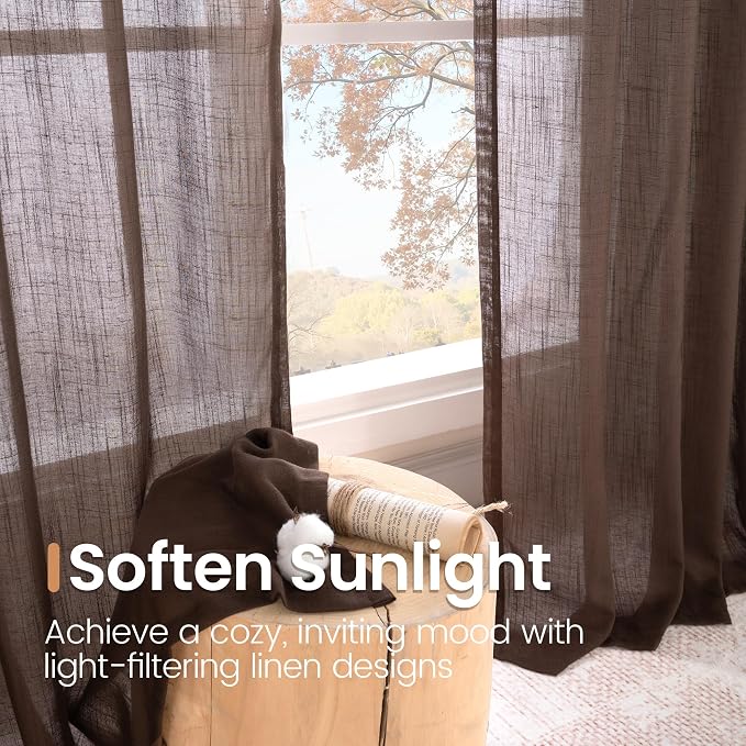 BGment Brown Linen Curtains 84 Inch Length 2 Panels - Image 5