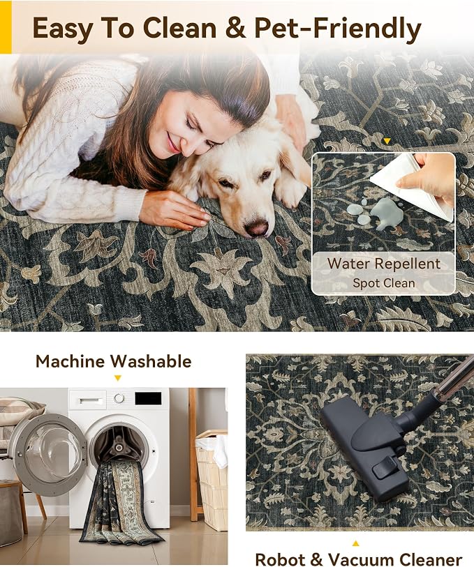 RELEANY Washable Area Rug, Runner 2'x10', Water Repellent, Pet Friendly - Image 4