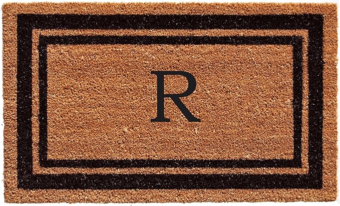Calloway Mills 152963672R Black Border 36" x 72" Monogram Doormat Letter (R)