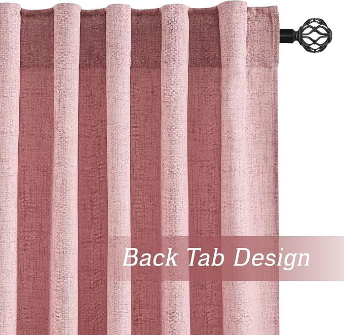 RYB HOME Linen Semi Sheer Curtains - Image 3