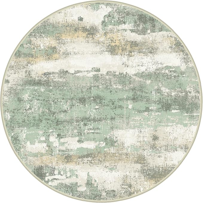 Round Rugs 5FT for Living Room Bedroom, Modern Abstract Machine Washable Circle - Image 5