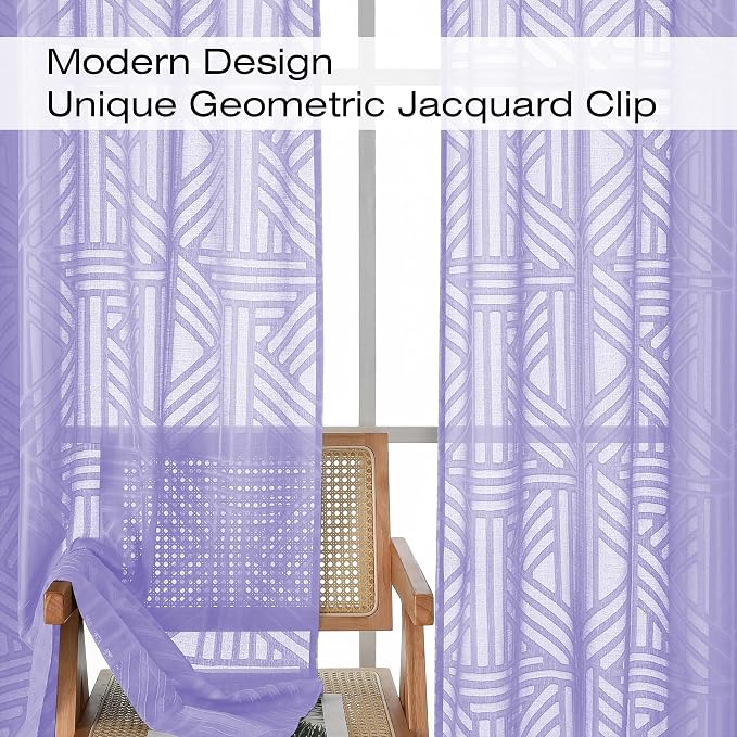 Simplebrand Lavender Sheer Kitchen Curtains 36 Inch Length Tier Curtains 2 - Image 3