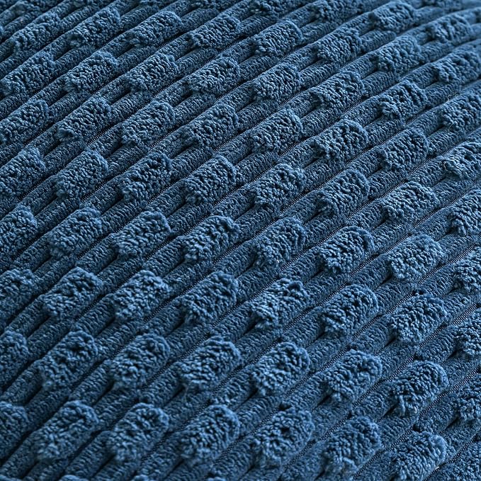 Set of 4 Blue Decorative Throw Pillow Covers 12x20 Inch Corduroy Pillow Covers - Image 6