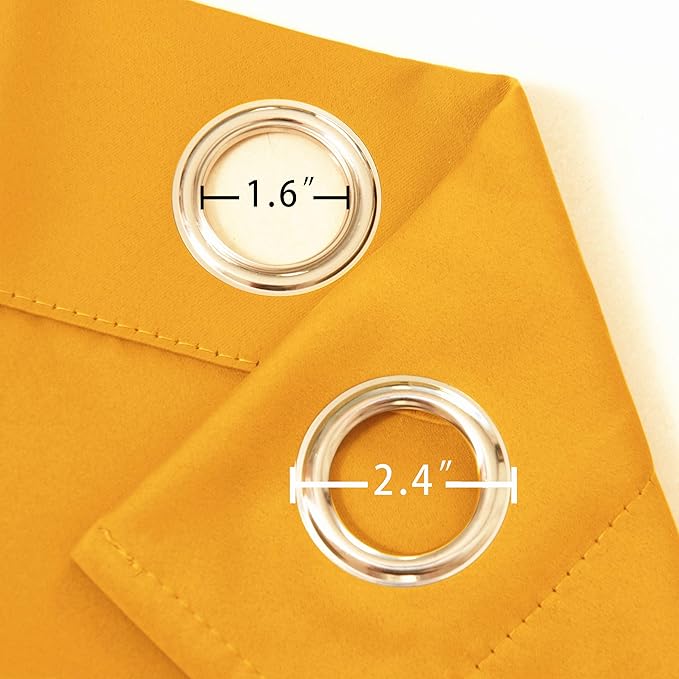 Blackout Curtains 66 x 95 inch/Yellow Curtains Set of 2 Panels/Thermal - Image 6