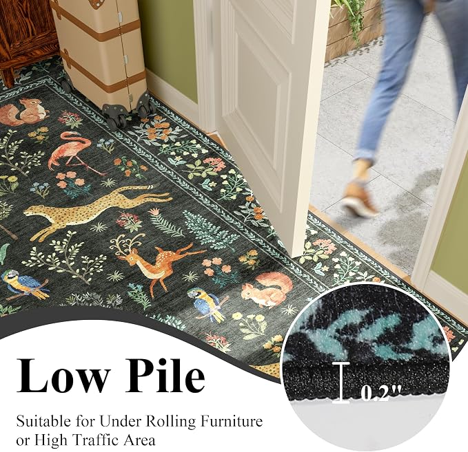 DUKINO 2x4 Rug for Entryway, Animal Washable Runner Rug for Kitchen, Low Pile - Image 7