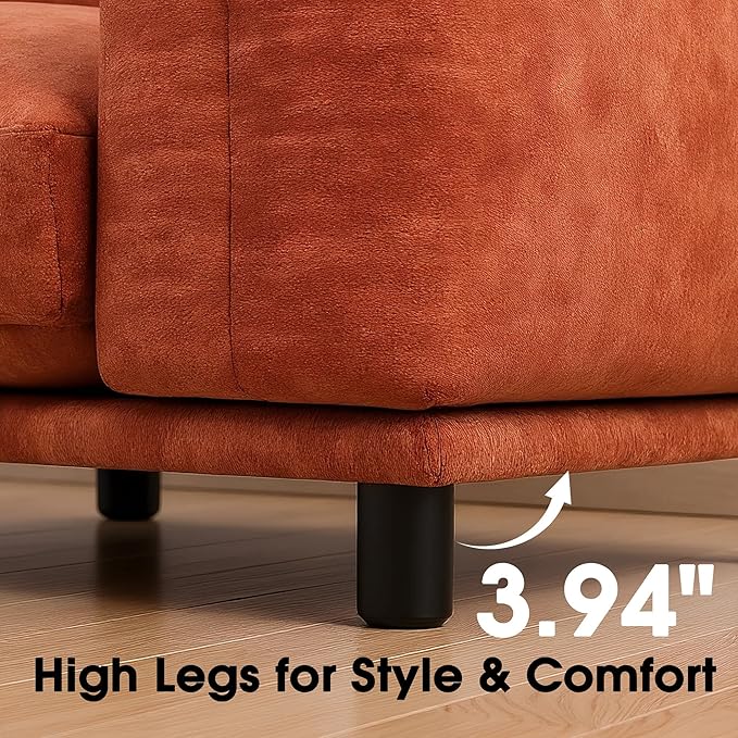 smilesun Modern Minimalist Chenille Modular Sectional Sofa, Oversized Couch and Loveseat Set with Thick Cushions, Upholstered Sofa for Living Room, Bedroom, Office, Apartment(Orange,136" 4-Seater)