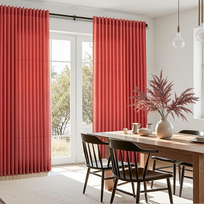 Christmas Red Linen Curtains 63 Inch Length - Image 7