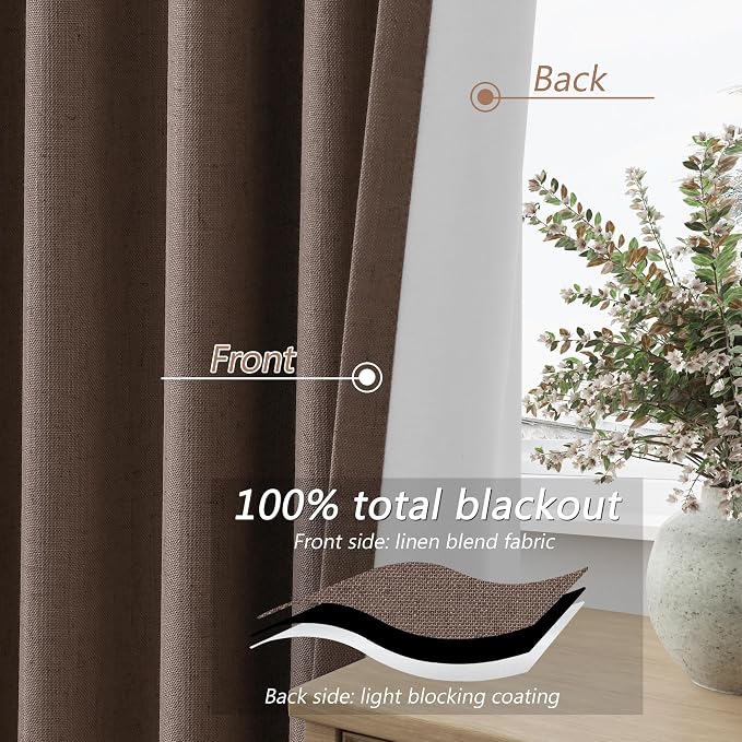 100% Blackout Curtains 102 Inch Length 2 Panels Set - Image 4