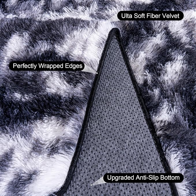 Black and White Rug for Living Room, 9x12 Area Rug for Bedroom, Bedside Indoor - Image 5