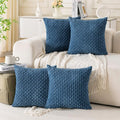 Set of 4 Blue Decorative Throw Pillow Covers 24x24 Inch Corduroy Pillow Covers by Cozoomy