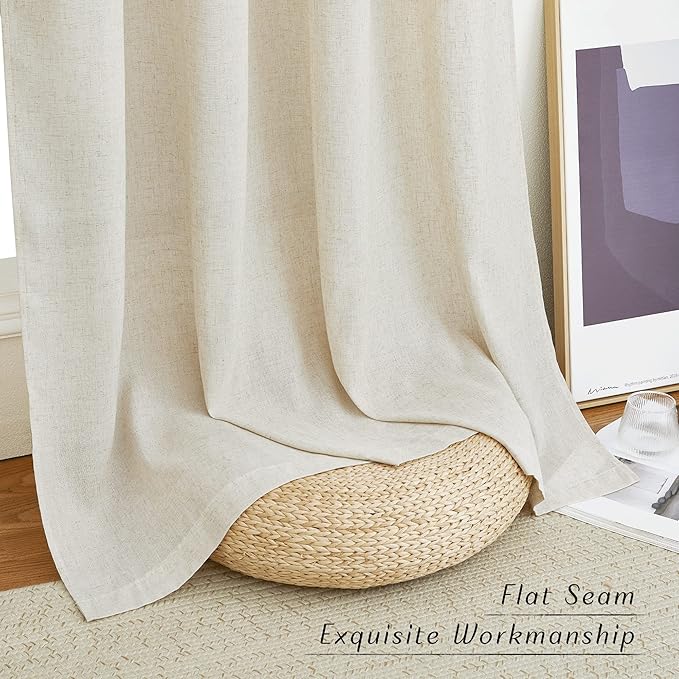 NICETOWN Semi Sheer Boho Linen Curtains - Image 7