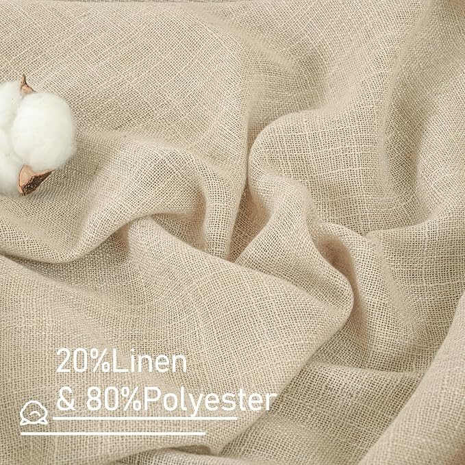Linen Sheer Curtains 95 inch for Living Room, Soft Thick Light Filtering Boho - Image 3