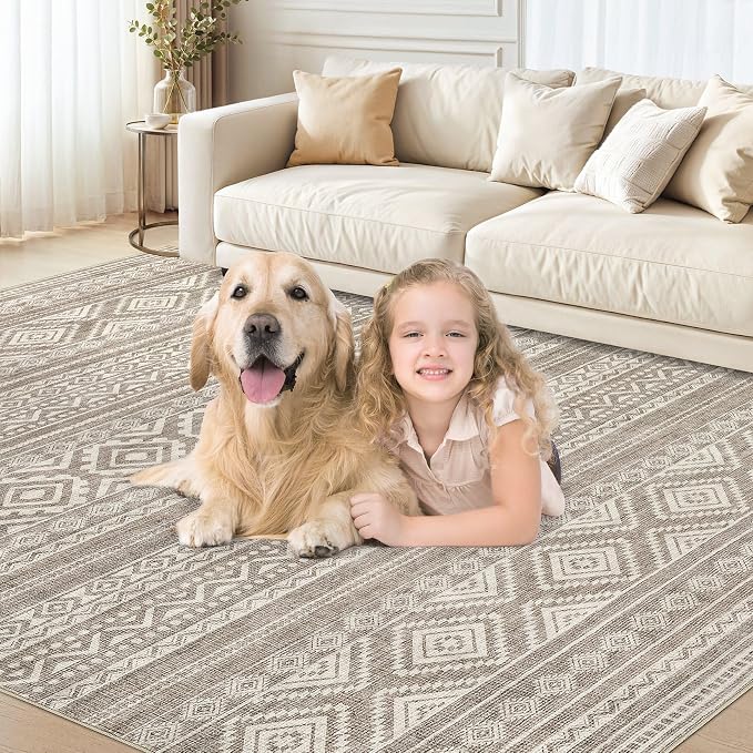 cotiled Boho 12x15 Area Rug for Living Room: Large Moroccan Washable Rug | - Image 8