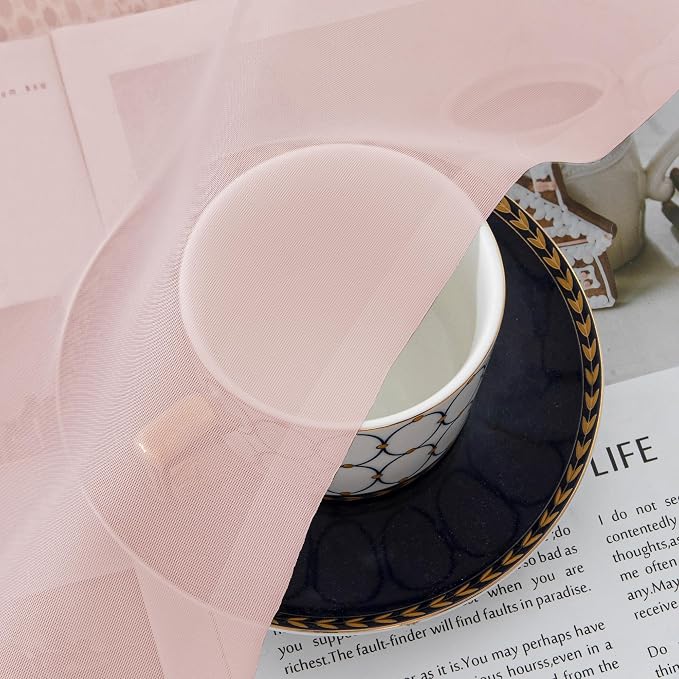 Simplebrand Blush Sheer Curtains 90 Inches Long 2 Panels, Light Filtering Rod - Image 6
