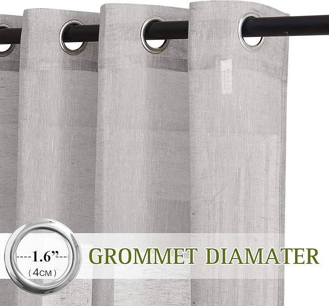 NICETOWN Linen Textured Semi Sheer Curtains 72 inches Length, Eyelet Top - Image 3