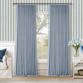 Blue 96 Inch Blackout Pinch Pleated Thick Linen Curtains by Twodrapes