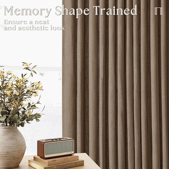 Pinch Pleat 105 Inch Light Filtering Linen Curtains Dutch Cocoa 2 Panels | Semi - Image 3
