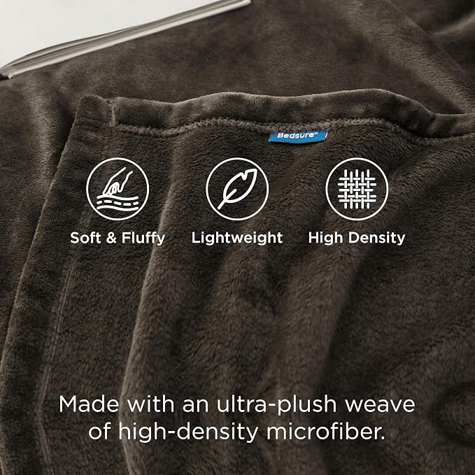 Bedsure GentleSoft Brown Fleece Blankets King Size - Image 3