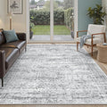 5x7 Area Rugs Gray Low Pile Indoor Washable Trendy Faded Style Rugs by Soalmost