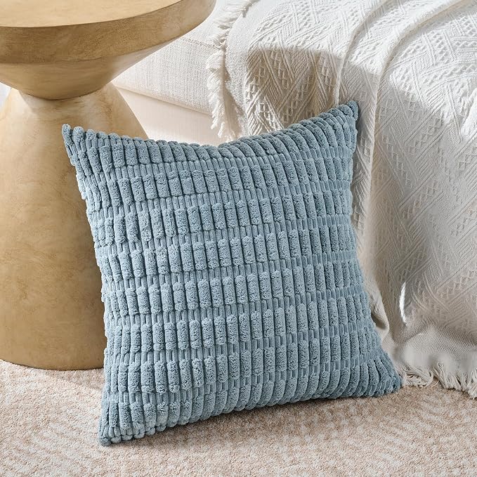 Fancy Homi 4 Packs Boho Light Blue Decorative Throw Pillow Covers 24x24 Inch - Image 2
