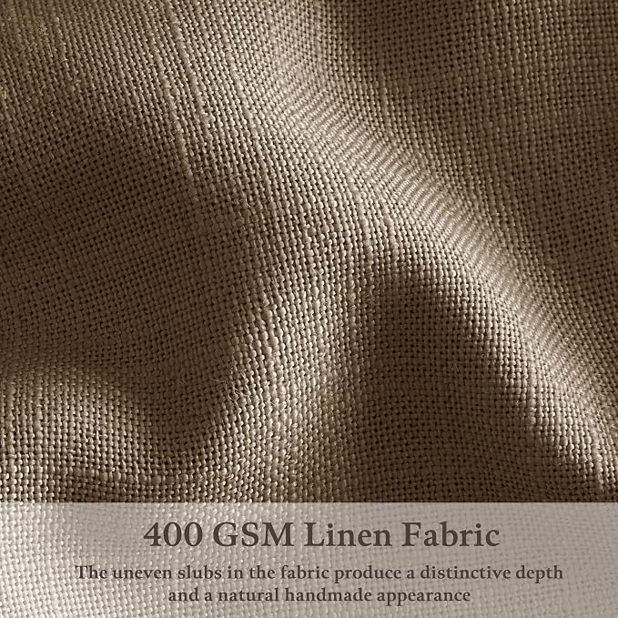 Pleated Linen 120 Inches Light Filtering Dark Brown Ceiling Curtains 50W | - Image 5