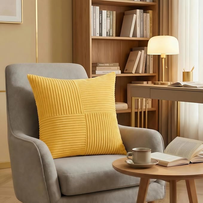Fancy Homi 2 Packs Yellow Decorative Throw Pillow Covers 16x16 Inch - Image 6
